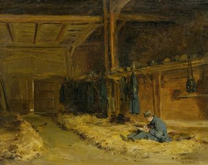 Soldat dans une paille - Albert Anker